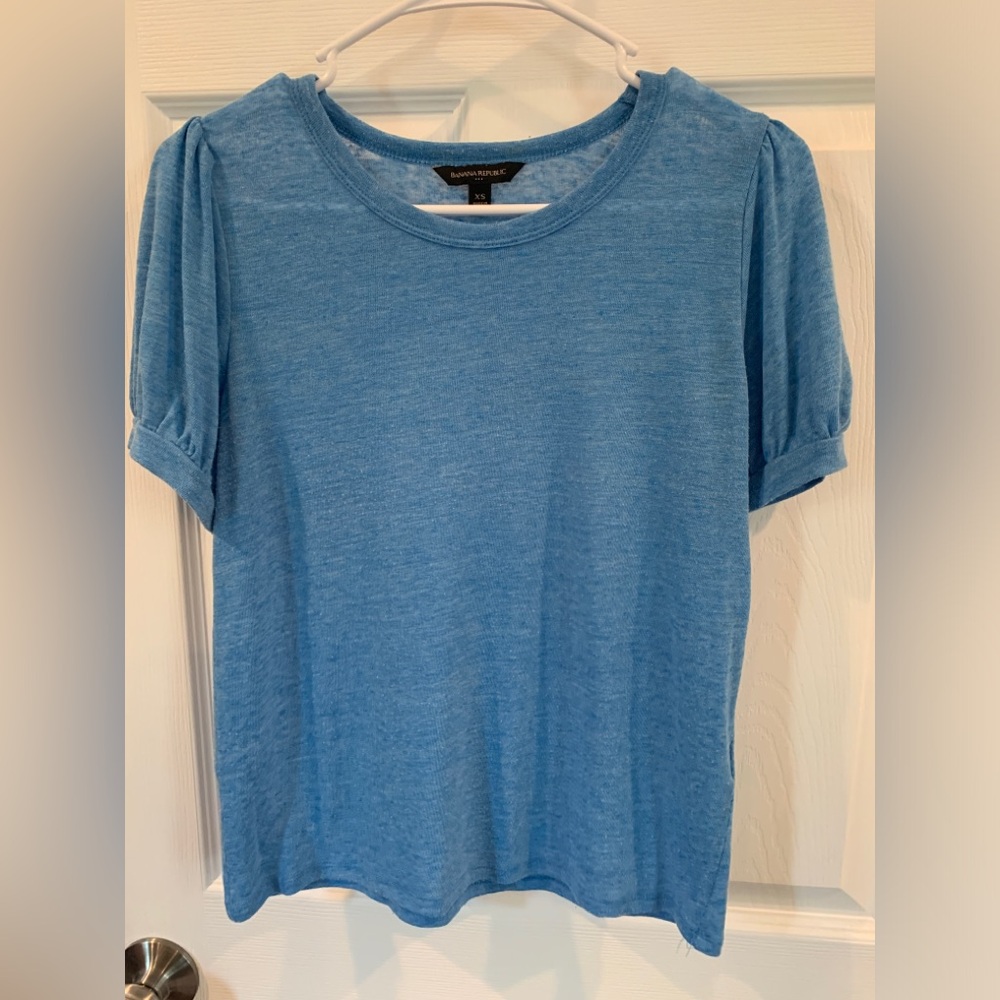 Banana Republic Blue Puff Sleeve T-Shirt